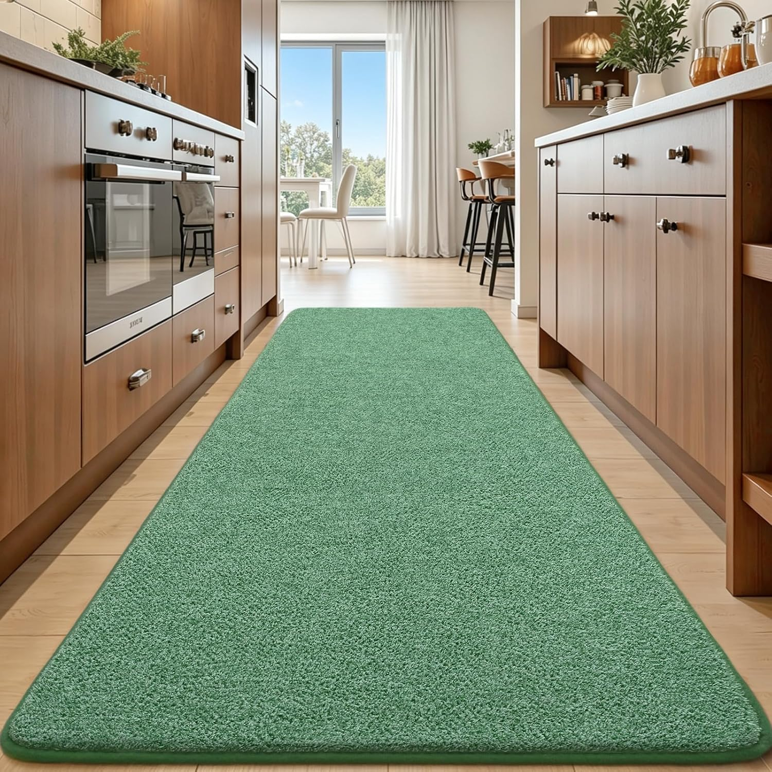 Soft Hallway Runner Rug, 2X6 Green Entryway Runner Rugs for Bedroom Bedside Non Slip Washable Modern Memory Foam Rugs Low Pile Laundry Room Rug Carpet for Nursery Dorm Classroom Kids Room Decor - Image 5