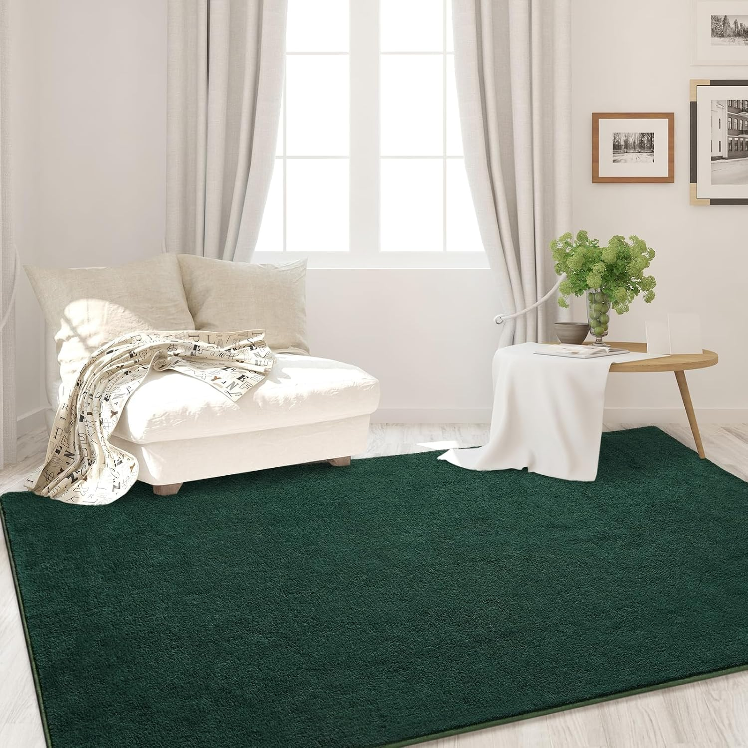 Area Rugs for Bedroom Living Room, 7X10 Dark Green Super Soft Comfy Thickened Memory-Foam Indoor Carpets, Modern Aesthetic Minimalist Carpet for Boys Girls Adults Apartment Nursery Home Décor - Image 7