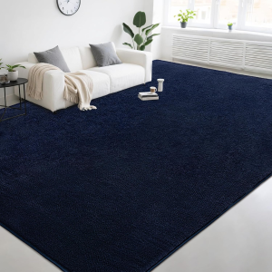 Large Modern Area Rugs for Living Room Bedroom, 9X12 Feet Navy Blue Ultra Soft Thickened Memory-Foam Indoor Rug, Comfy Aesthetic Solid Minimalist Carpets for Girls Boys Nursery Dorm Home Decor
