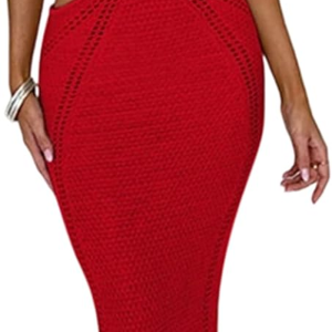 Women Sexy Crochet Maxi Dress Cut Out Halter V Neck Backless Knit Bodycon Long Dress Summer Beach Evening Party Dresses