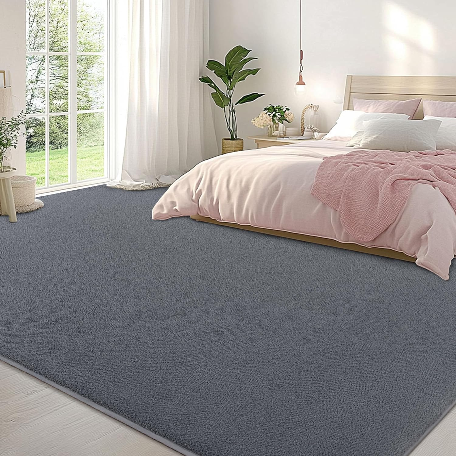Large Modern Area Rugs for Living Room Bedroom, 5X8 Feet Grey Ultra Soft Thickened Memory-Foam Indoor Rug, Comfy Aesthetic Solid Minimalist Carpets for Girls Boys Nursery Dorm Home Decor - Image 4