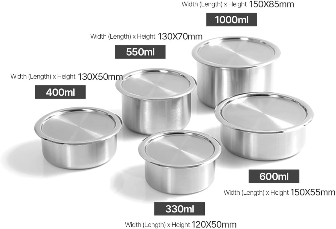 Cake 5PCS Stainless Steel Food Storage Containers with Lids 5PCS Canister Set Kitchen Appliances Dishwasher Safe Premium South Korea - Image 8