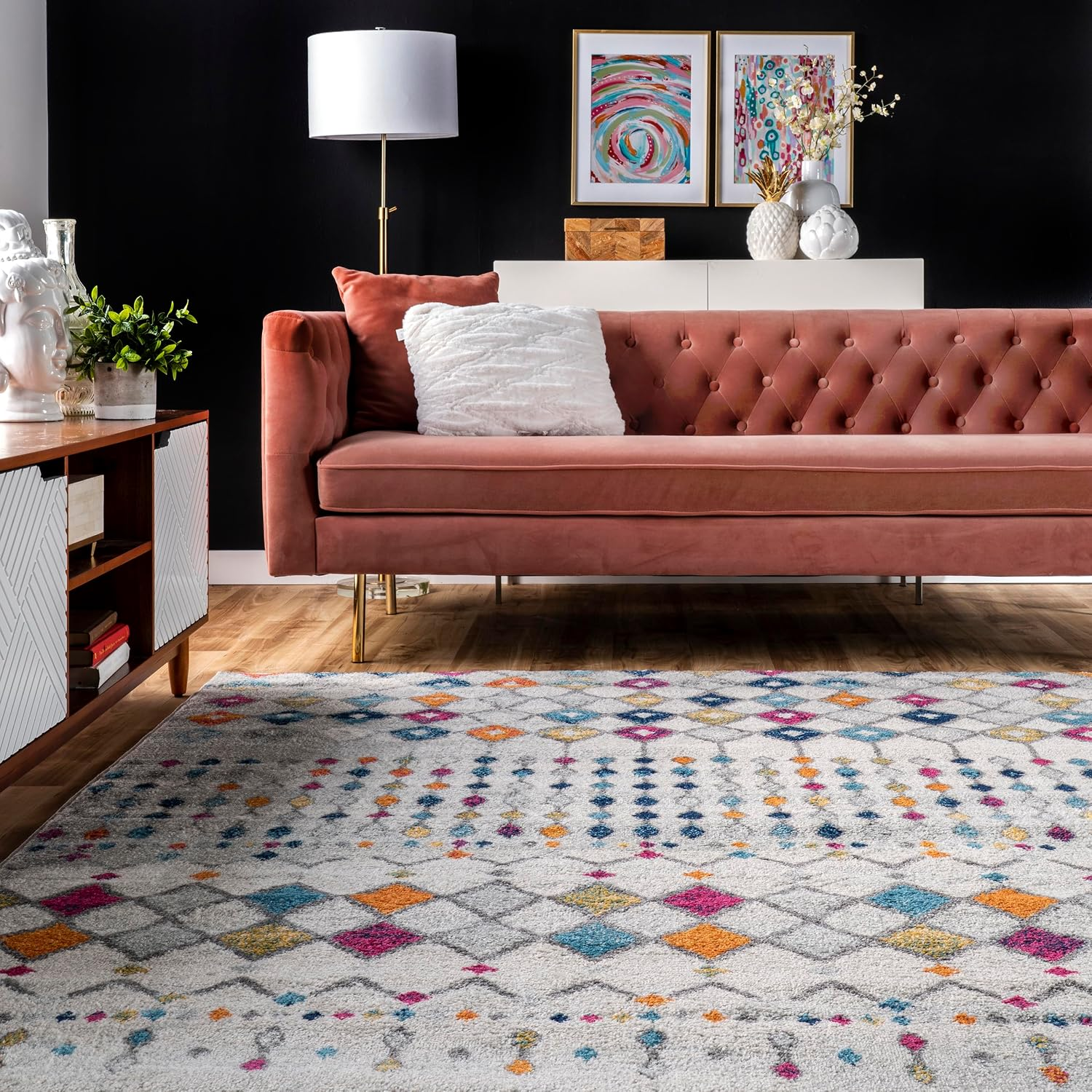Oval 3X5 Moroccan Blythe Area Rug, Multicolor, Faded Bohemian Design, Stain Resistant, for Bedroom, Dining Room, Living Room, Hallway, Office, Kitchen, Entryway - Image 5