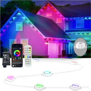 Permanent Outdoor Lights,Smart Outdoor Christmas Lights 24V with IC+RGB 20 LED, IP67 Waterproof Eaves Lighting with 213 Modes for Holiday,Party, Daily, App/Remote Control