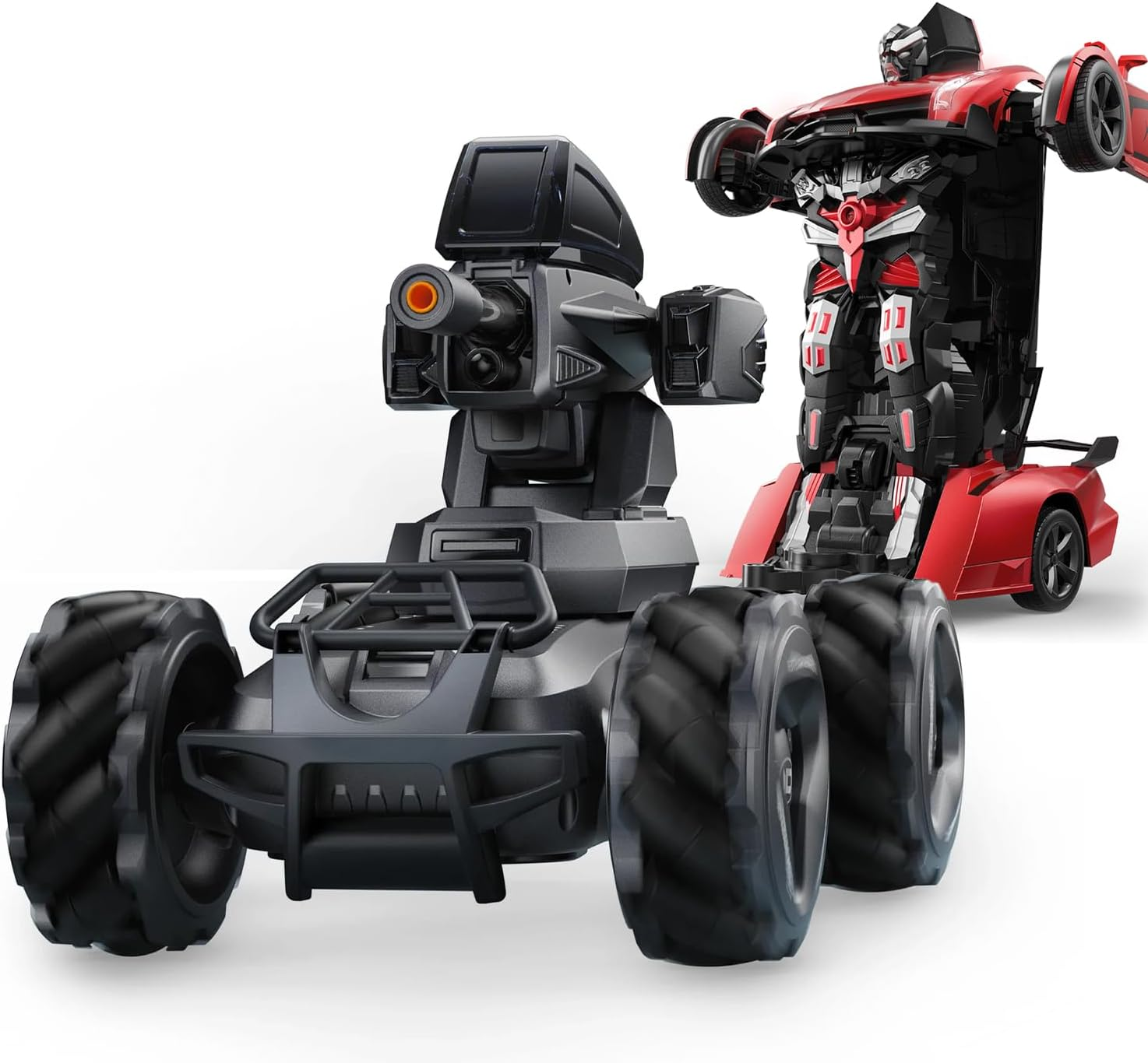 Veeinix RC Car Dual Power Combo: V997 1:10 Large Off-Road RC Truck (120Mins Play Time + STEM Toy) + V992 2-In-1 Transform Robot RC Car for Kids (One-Click Transformation+(Sound-Light) Perfect