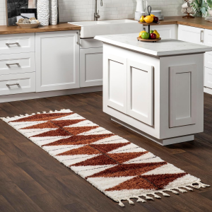 Kali Rust/Ivory, 2'6" X 6', Tribal Abstract, Shag, Soft and Plush, High Traffic, Stain Resistant, Easy Clean, Durable Runner for Bedroom, Living Room, Dining Space, Den, Foyer, Entryway