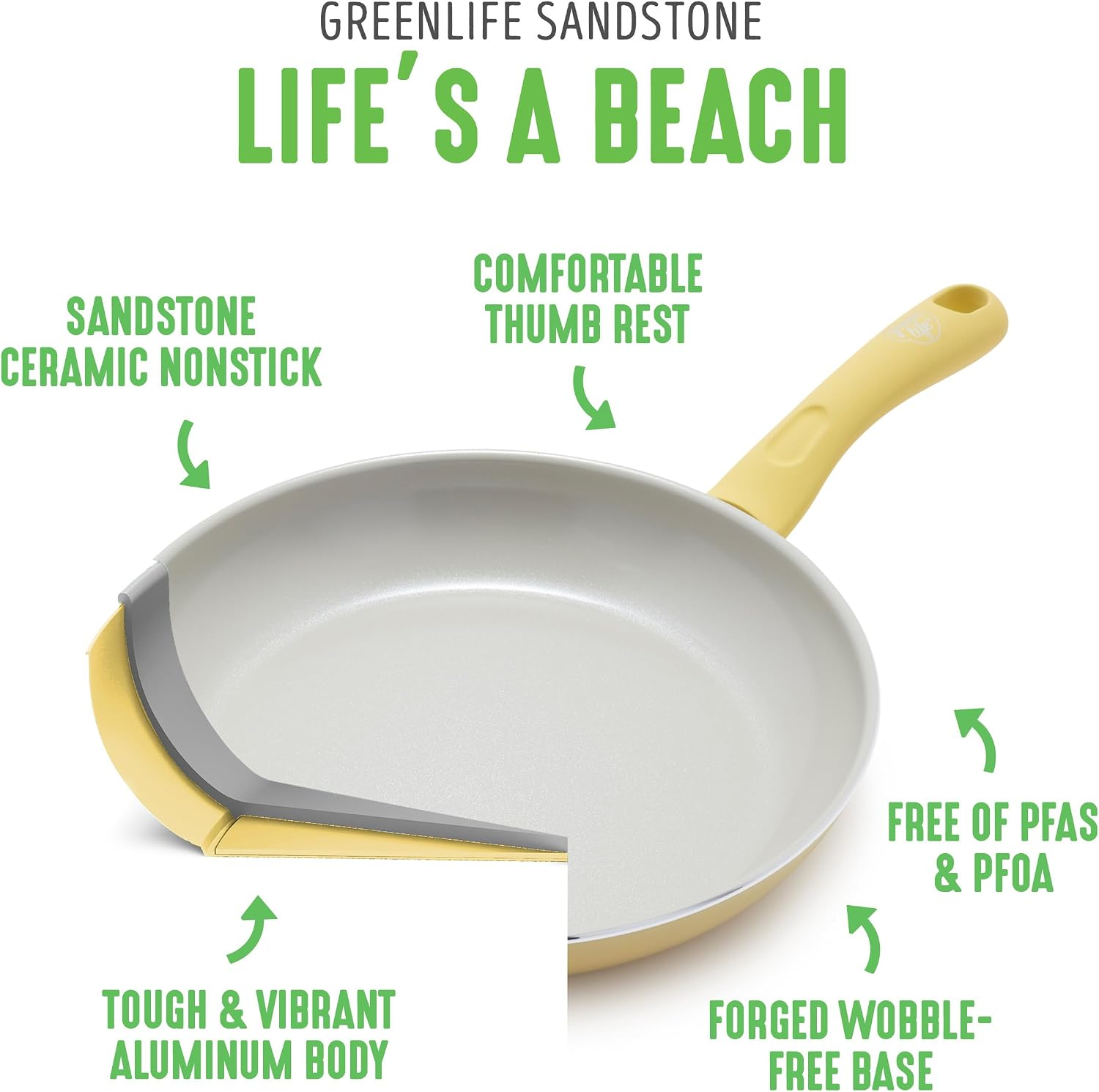 Soft Grip Healthy Ceramic Nonstick 15 Piece Kitchen Cookware Pots and Frying Sauce Saute Pans Set, Pfas-Free with Kitchen Utensils and Lid, Dishwasher Safe, Yellow - Image 3