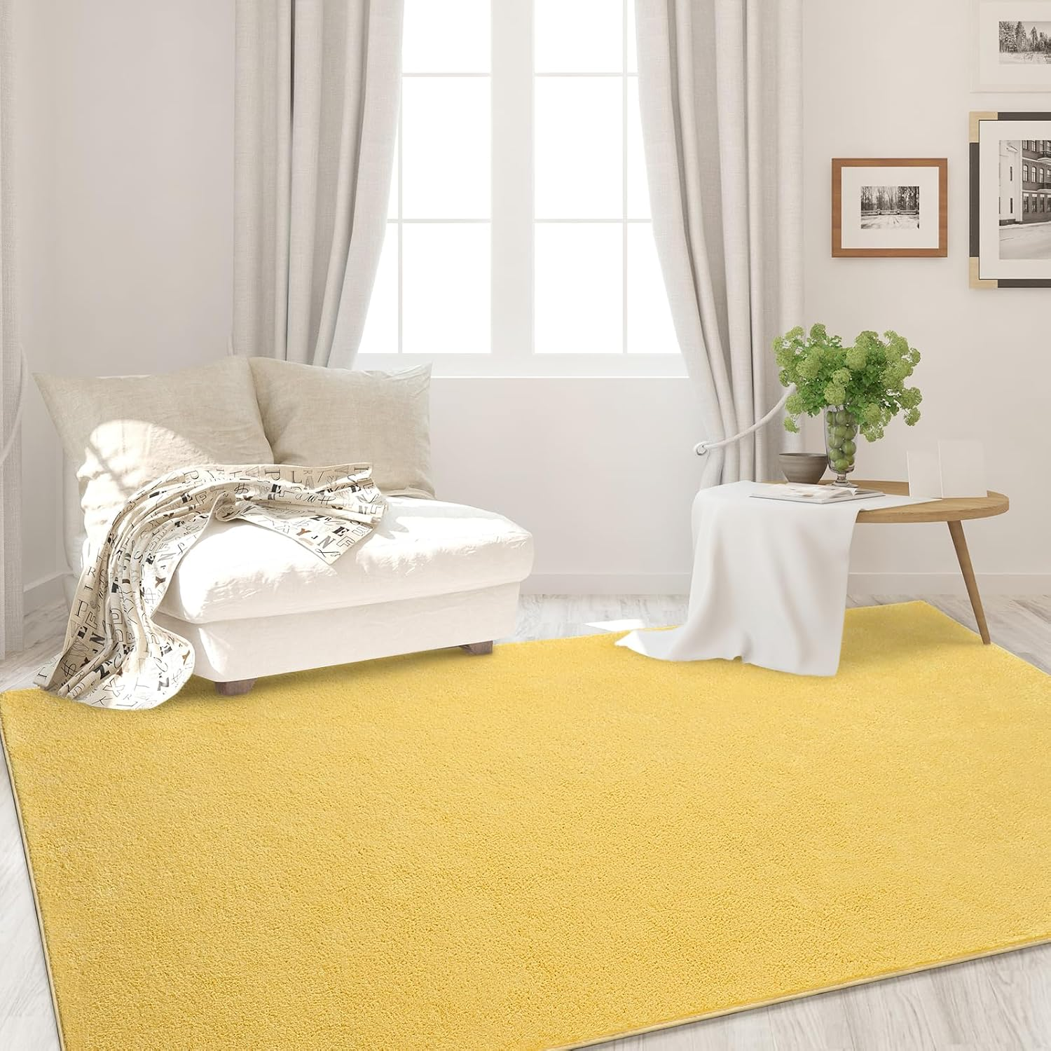 Area Rugs for Bedroom Living Room, 6X9 Yellow Super Soft Comfy Thickened Memory-Foam Indoor Carpets, Modern Aesthetic Minimalist Carpet for Boys Girls Adults Apartment Nursery Home Décor - Image 7