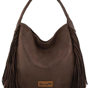 Wrangler Fringe Suede Hobo Bag for Women Leather Western Fringe Purse Tassel Hippie Shoulder Bag