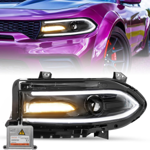 Headlight Assembly Replacement for 15-22 Dodge Charger [Hid/Xenon Type] Projector Headlamp W/Led DRL LH (Left/Driver Side) Ballast Included