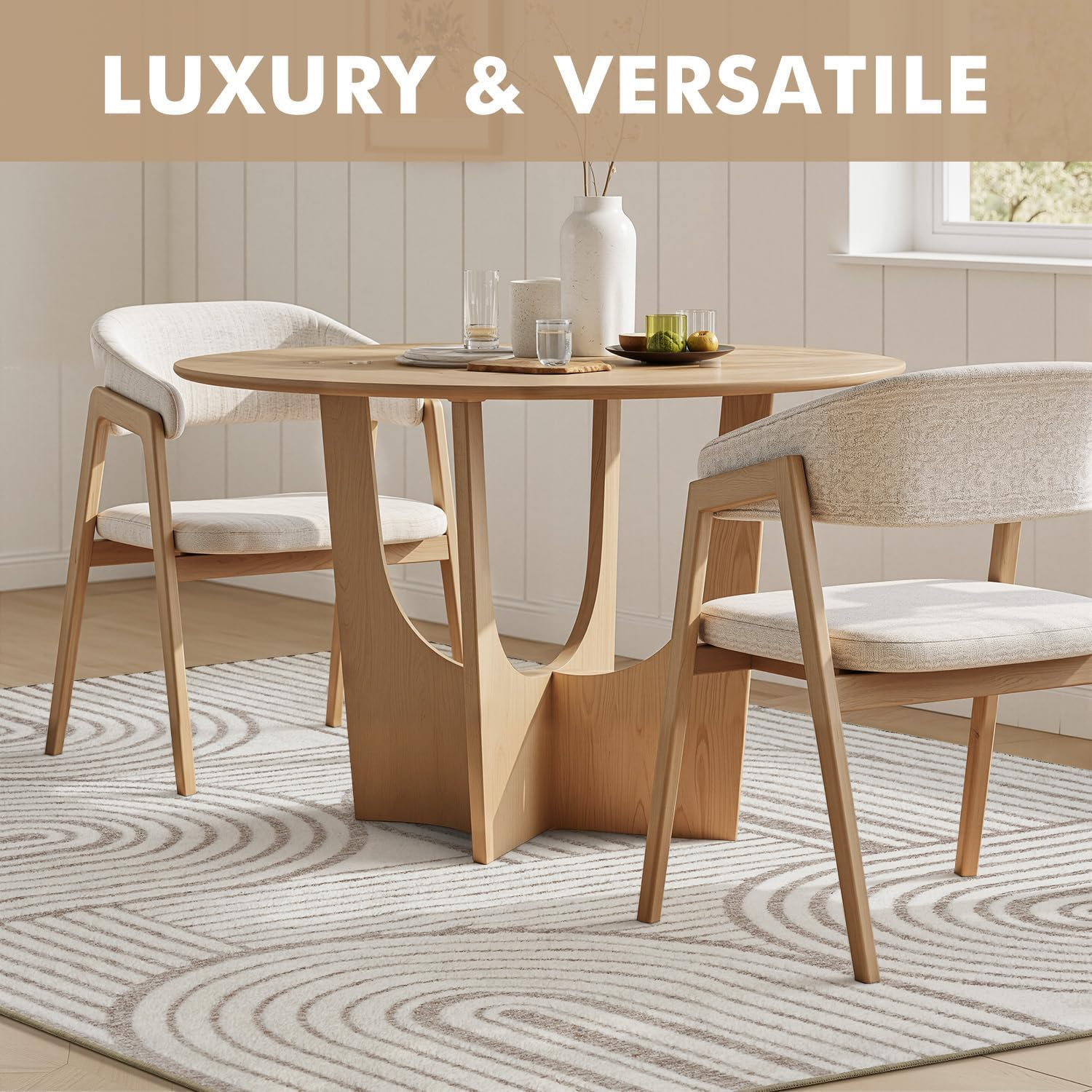Beige Neutral 5X7 Area Rugs Textured Tufted Rugs for Living Room Bedroom Rug-Carpet Cream Ivory Washable Geometric Moroccan Modern Rug - Image 5