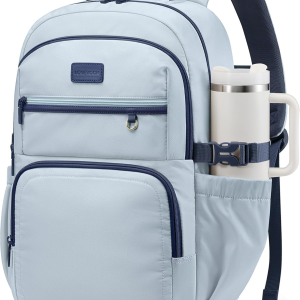 Laptop Backpack for Women, 15.6 Inch Travel Backpack with Giant Tumbler Holder Pocket, Multi-Pocket College School Bookbag Purse, Water-Resistant Work Daypack for Teacher Nurse