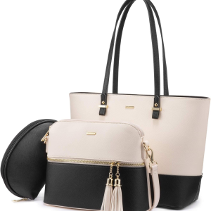 Handbags for Women Shoulder Bags Tote Satchel Hobo 3Pcs Purse Set