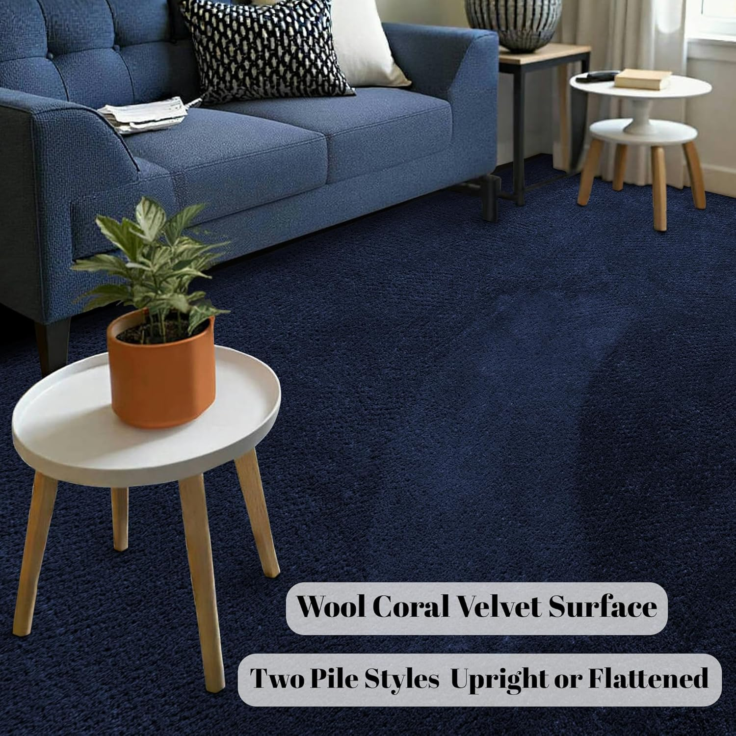 Large Modern Runner Rugs for Living Room Bedroom, 2X6 Feet Navy Blue Ultra Soft Thickened Memory-Foam Indoor Rug, Comfy Aesthetic Solid Minimalist Carpets for Girls Boys Nursery Dorm Home Decor - Image 8