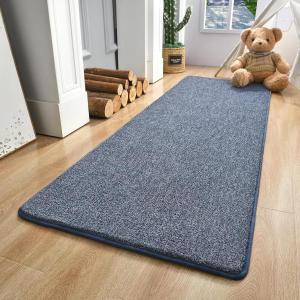 Soft Hallway Runner Rug, 2X8 Bedside Runner Rugs for Bedroom Living Room Non Slip Washable Modern Memory Foam Rug Low Pile Kitchen Runner Rugs for Nursery Dorm Kids Room Decor Blue