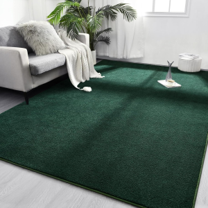 Area Rugs for Bedroom Living Room, 7X10 Dark Green Super Soft Comfy Thickened Memory-Foam Indoor Carpets, Modern Aesthetic Minimalist Carpet for Boys Girls Adults Apartment Nursery Home Décor