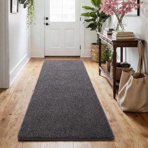 2X8 Area Rugs for Living Room, Soft Modern Memory Foam Bedroom Rug Washable Indoor Rug Low Pile Minimalist Non Slip Carpet for Kids Nursery Dorm Room Home Decor Dark Grey
