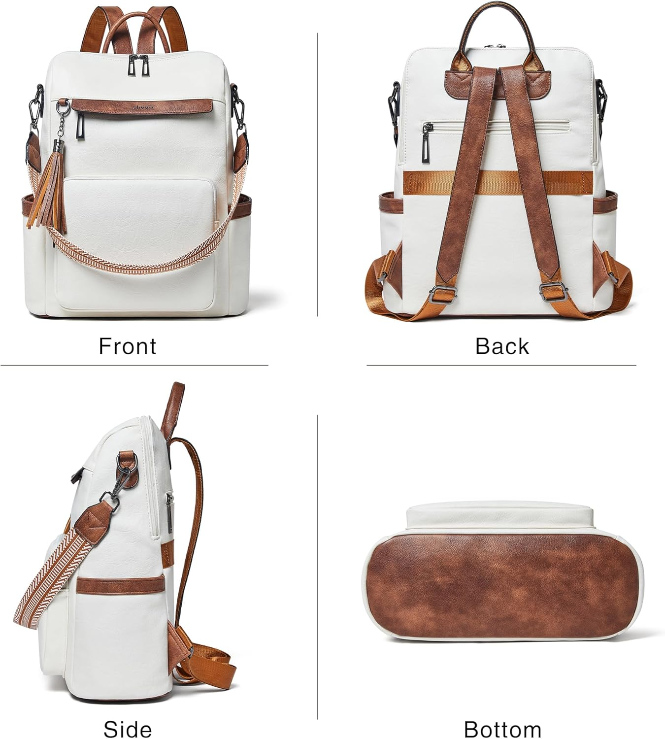 Vegan Leather Laptop Backpack for Women 15.6 Inch Work Backpack Fashion Travel Backpack Purse for Travel College Work - Image 5