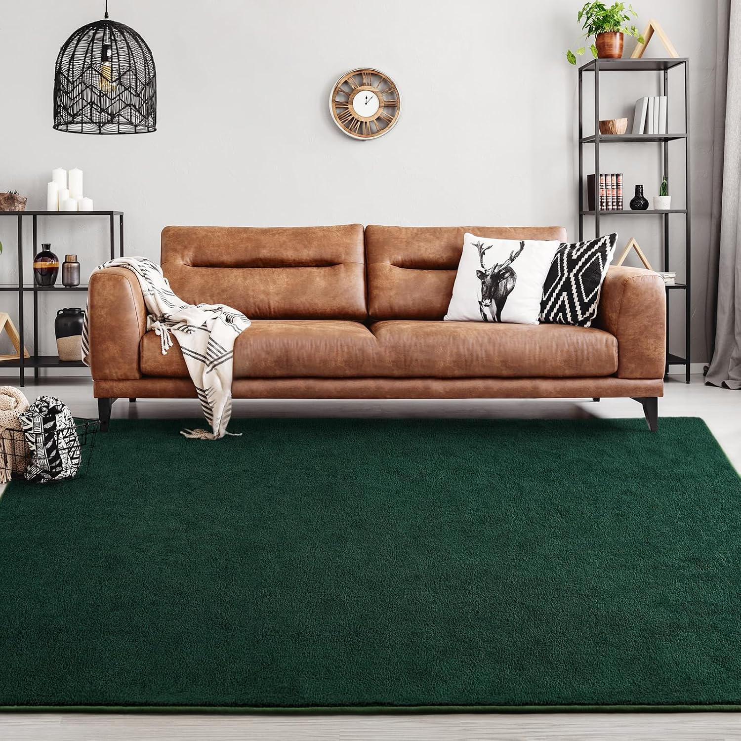 Area Rugs for Bedroom Living Room, 5X8 Dark Green Super Soft Comfy Thickened Memory-Foam Indoor Carpets, Modern Aesthetic Minimalist Carpet for Boys Girls Adults Apartment Nursery Home Décor - Image 9
