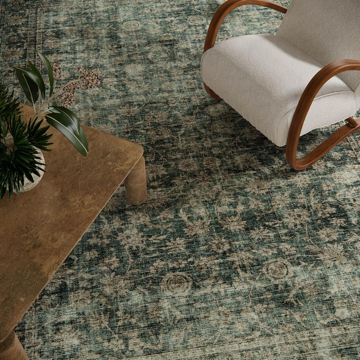 Washable Living Room Area Rug: 6X9 Area Rugs for Bedroom Vintage Stain Resistant Non Slip Low Pile Lightweight Boho Carpet for Kitchen Dining Room Farmhouse Kids Room Nursery - Image 4