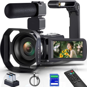 Gcasio 8K 64MP Camcorder Video Camera 18X Digital Zoom Youtube Vlogging Camera Webcam IR Night Vision Wifi 3.0”Touch Screen Camcorders with Microphone, 32G SD Card, Remote Control and 2 Batteries