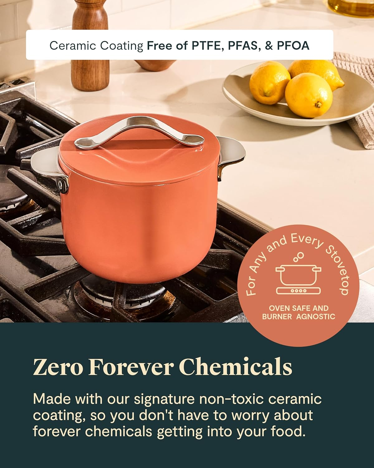 Caraway Petite Cooker - 2 Qt Ceramic Coated Pot - Free from Forever Chemicals - Perfect for Rice, Grains, or Sauces - Sage - Image 4
