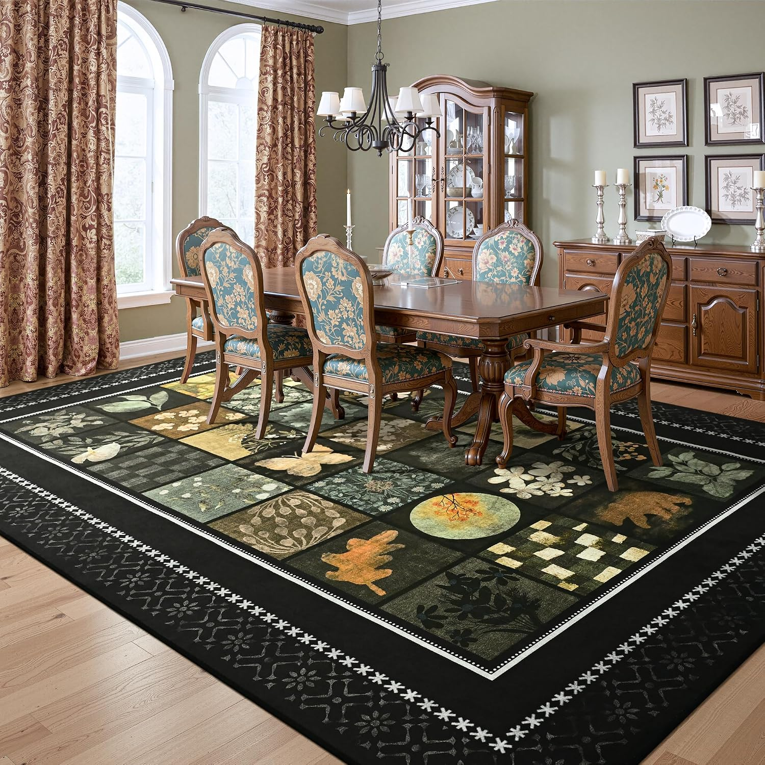 4X6 Area Rugs for Living Room, Modern Large Geometric Rug for Bedroom, Washable Patchwork Rug Indoor Non Slip Throw Carpets for Dining Room Office Farmhouse Home Decor, Black - Image 3