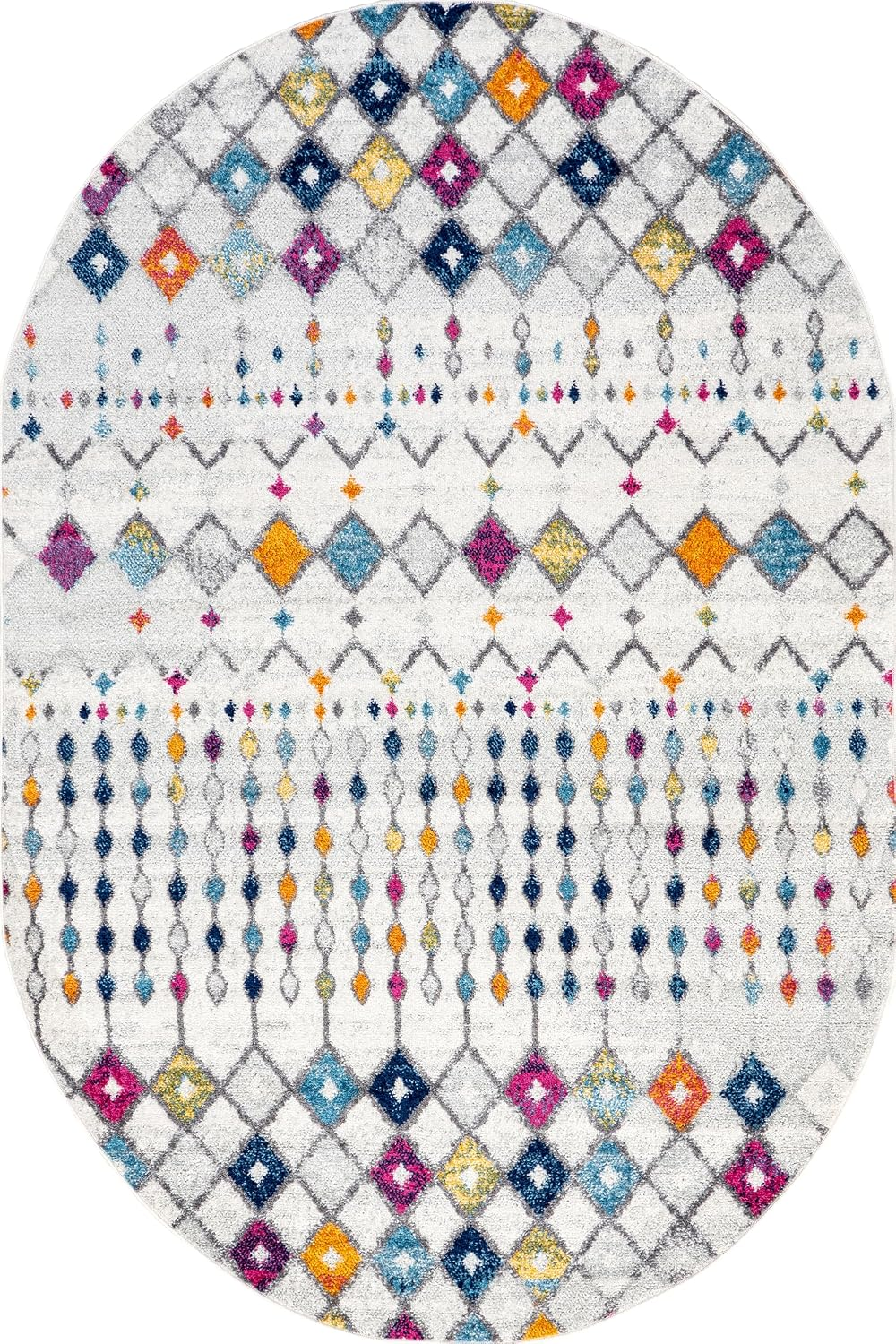 Oval 3X5 Moroccan Blythe Area Rug, Multicolor, Faded Bohemian Design, Stain Resistant, for Bedroom, Dining Room, Living Room, Hallway, Office, Kitchen, Entryway - Image 2
