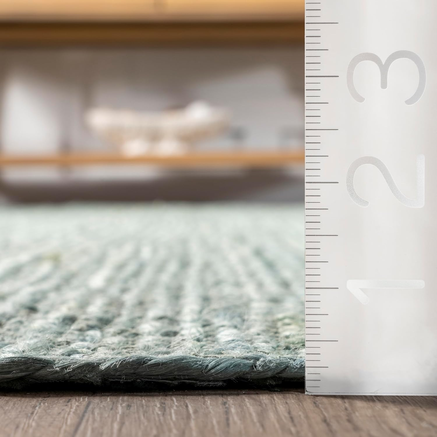 Rigo Handmade, Green, 2'6" X 6', Hand Woven, Farmhouse, Jute, Soft and Textured, High Traffic, Stain Resistant, Easy Clean, Durable Area Rug for Bedroom, Living Room, Dining, Den, Foyer - Image 2
