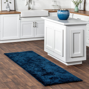 2' X 10' Cozy Plush Area Rug, Machine Washable, Non-Slip, Soft Fluffy Shag Carpet for Living Room Bedroom Kids Room Nursery Home Decor, Loni Navy