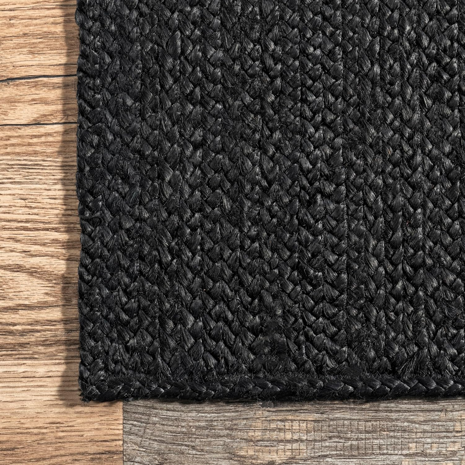 4 round Rigo Jute Hand Woven Area Rug, Black, Solid Farmhouse Design, Natural Fiber, for Bedroom, Living Room, Dining Room, Hallway, Office, Kitchen, Entryway - Image 4