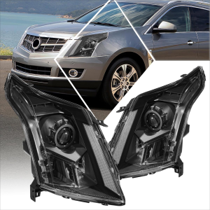 Pair of Factory Style Projector Headlights Assembly Compatible with 10-16 Cadillac Srx,Black Housing
