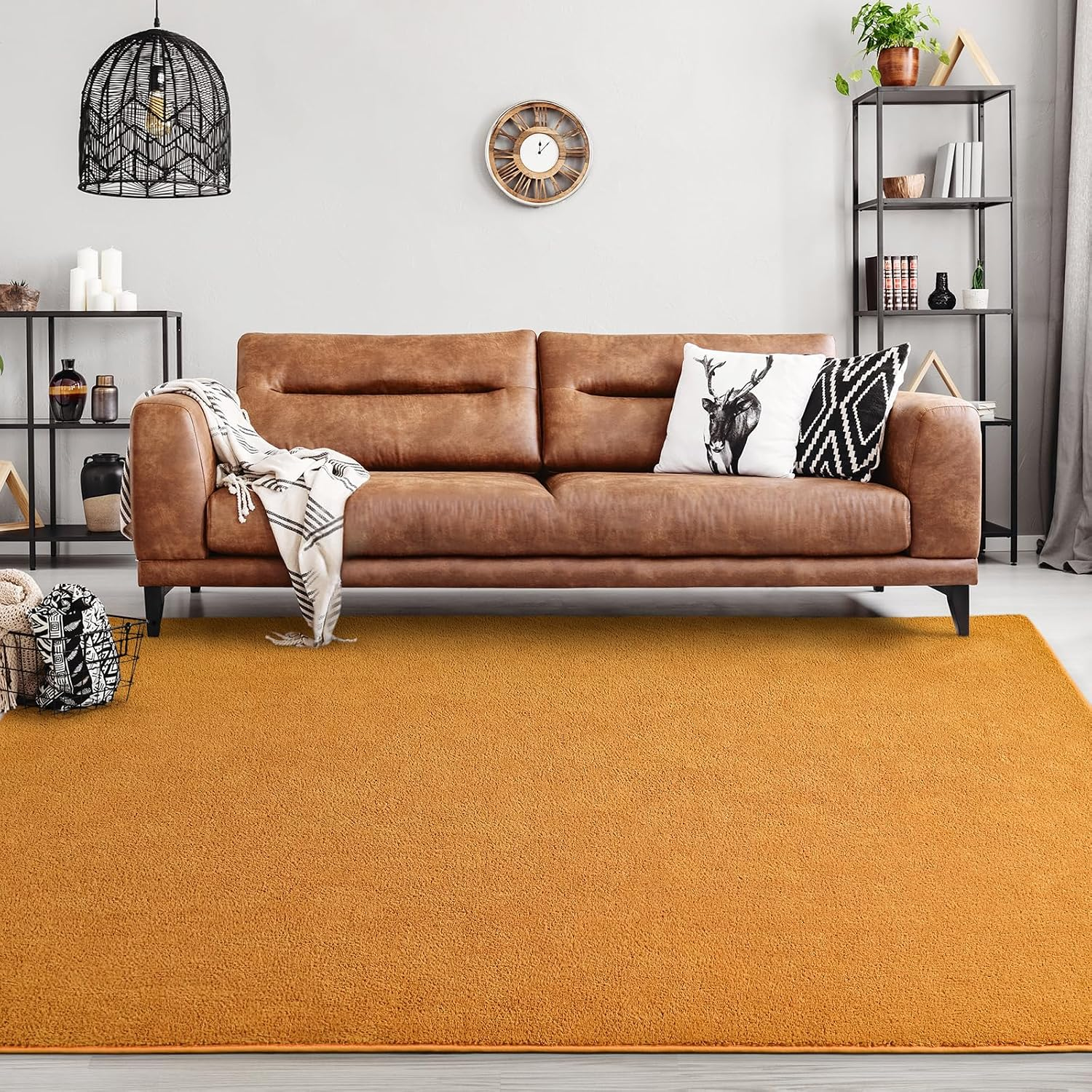 Area Rugs for Bedroom Living Room, 6X9 Orange Super Soft Comfy Thickened Memory-Foam Indoor Carpets, Modern Aesthetic Minimalist Carpet for Boys Girls Adults Apartment Nursery Home Décor - Image 9