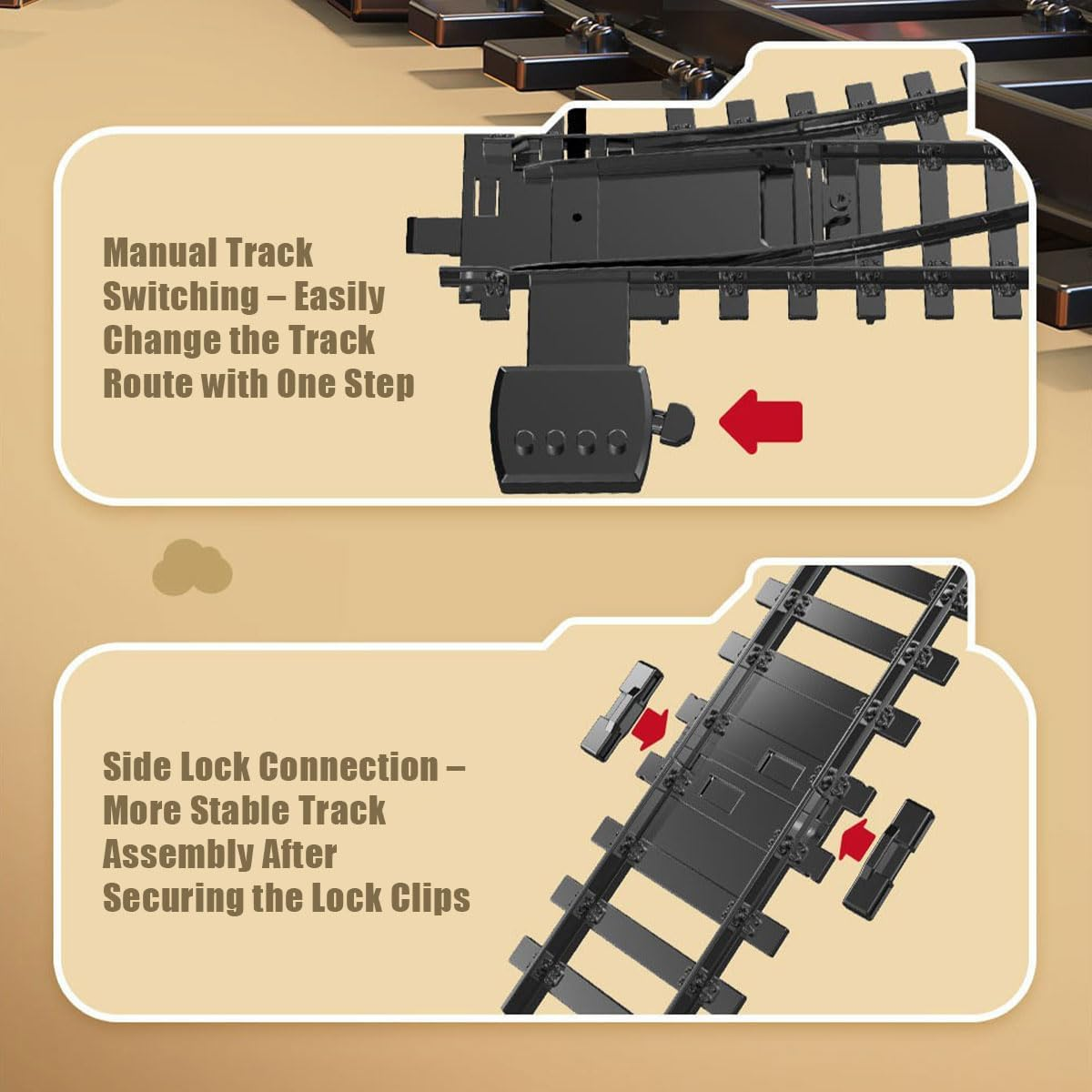 Christmas Electric Remote Control Train Set with Smoke, Lights, Sound, Locomotive Train Model with Track, Remote Carriage, USB Rechargeable, Gifts for Train Lovers - Image 9