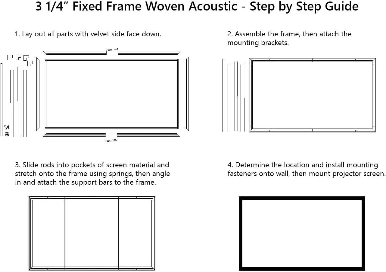 STR Series 6 Piece Home Theater Fixed Frame 4K / 8K Ultra HD, HDTV, HDR & Active 3D Movie Projection Screen, 16:9 Format, 92" Diagonal, Woven Acoustic Material STR-16992-WAB - Image 7