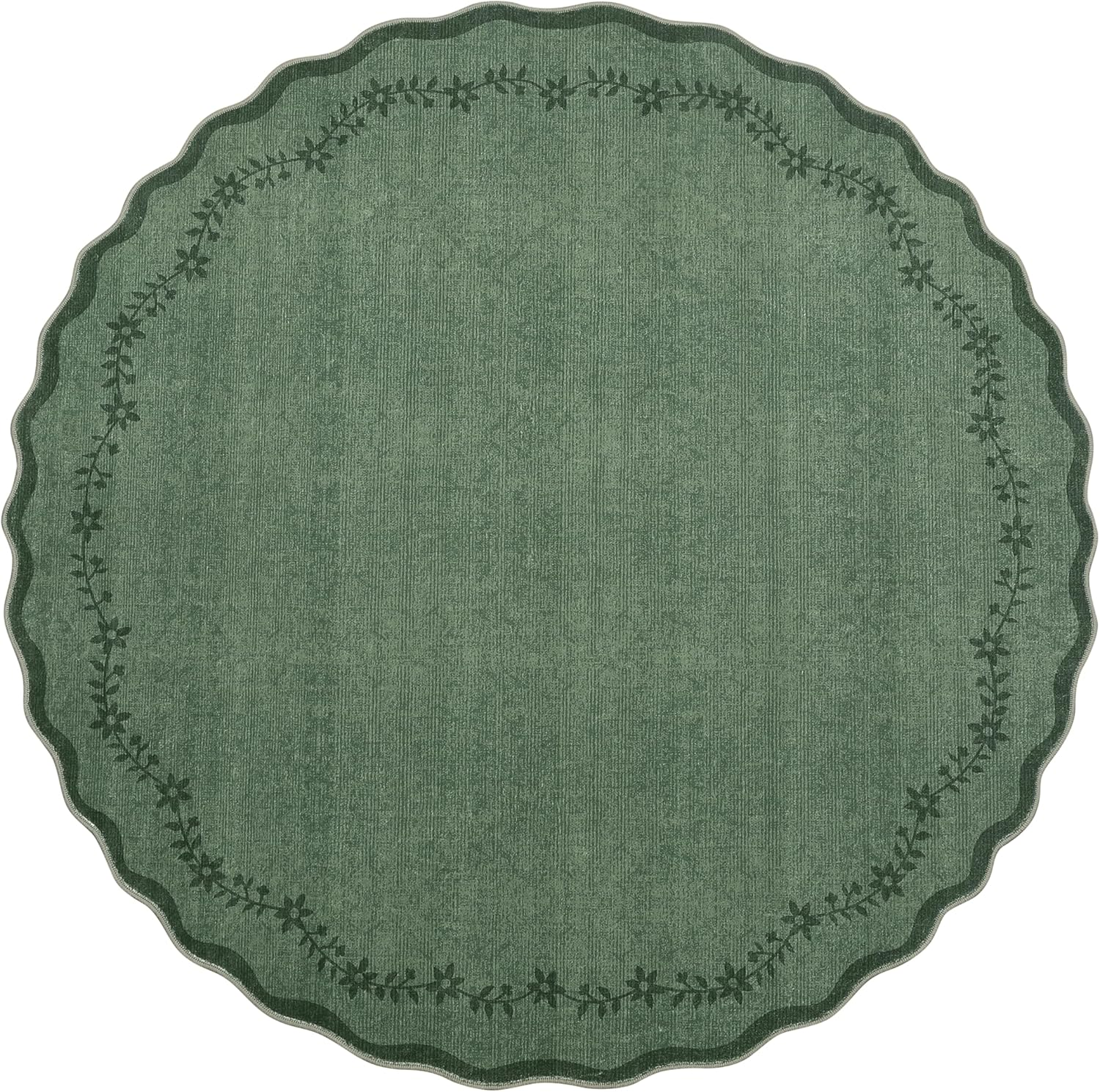 round Area Rugs 8Ft for Living Room, Large Solid Green Washable Circle Rug Soft Non Slip Forest Animal Print Floor Mat Carpet Indoor Thin Rug for Bedroom Dining Room Playroom Nursery - Image 4