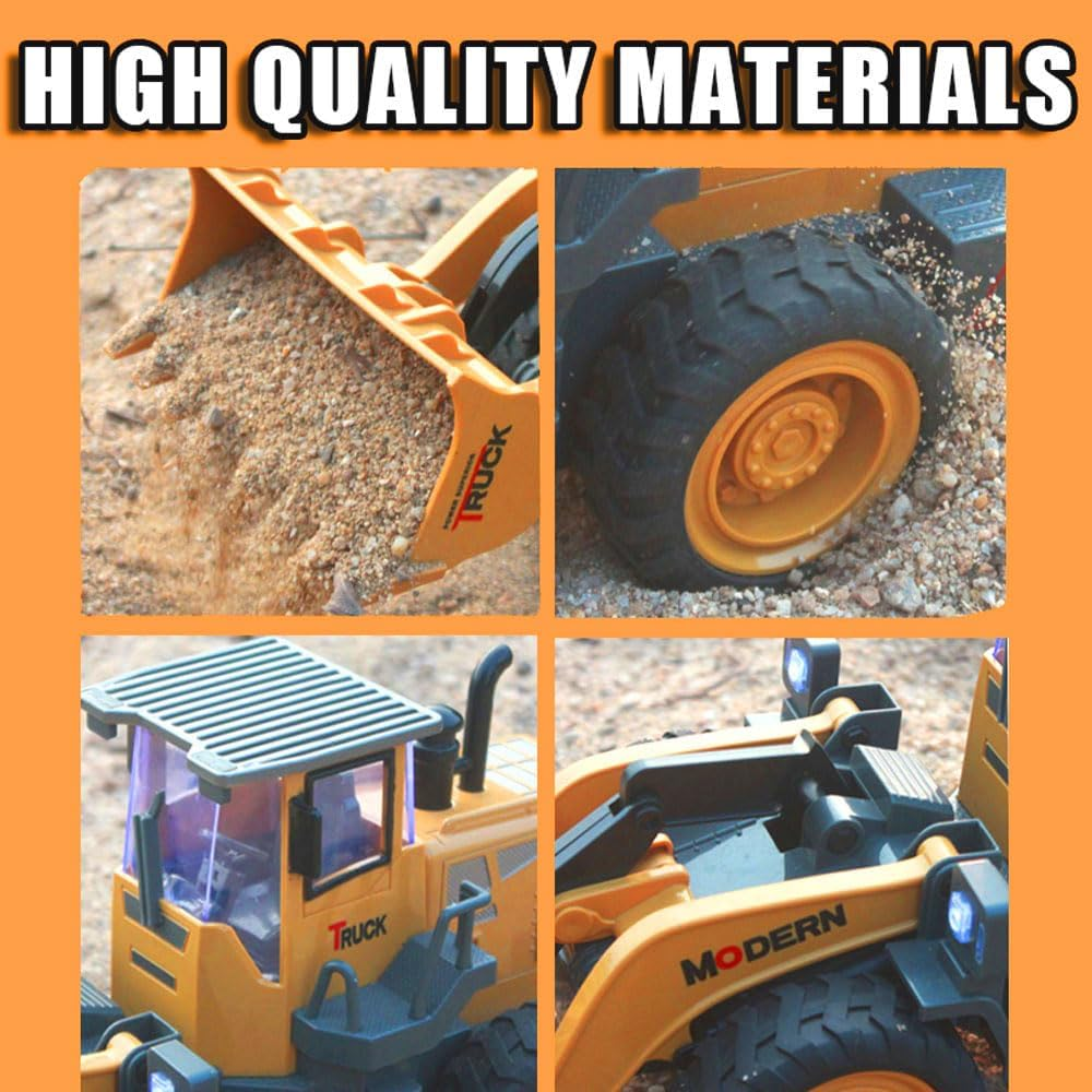 RC Wheel Loader 1/14 9CH Remote Control Construction Vehicle Tractor 2.4G Articulated Dozer Front Loader Bulldozer Crawler with Lights & Sound Engineering Truck 2 Batteries Toys for Kids 6+ - Image 6