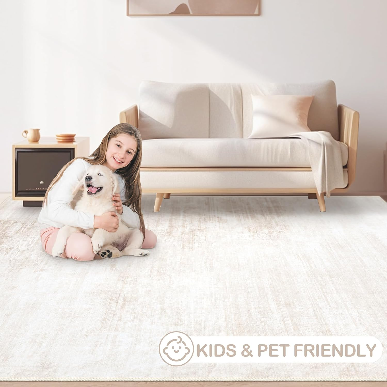 2X8 Runner Rug Washable Hallway Rugs: Modern Abstract Kitchen Rug Soft Non Slip Neutral Long Runners Stain Resistant Indoor Carpet for Entryway Bedroom Laundry Home(Beige,2'X8') - Image 5