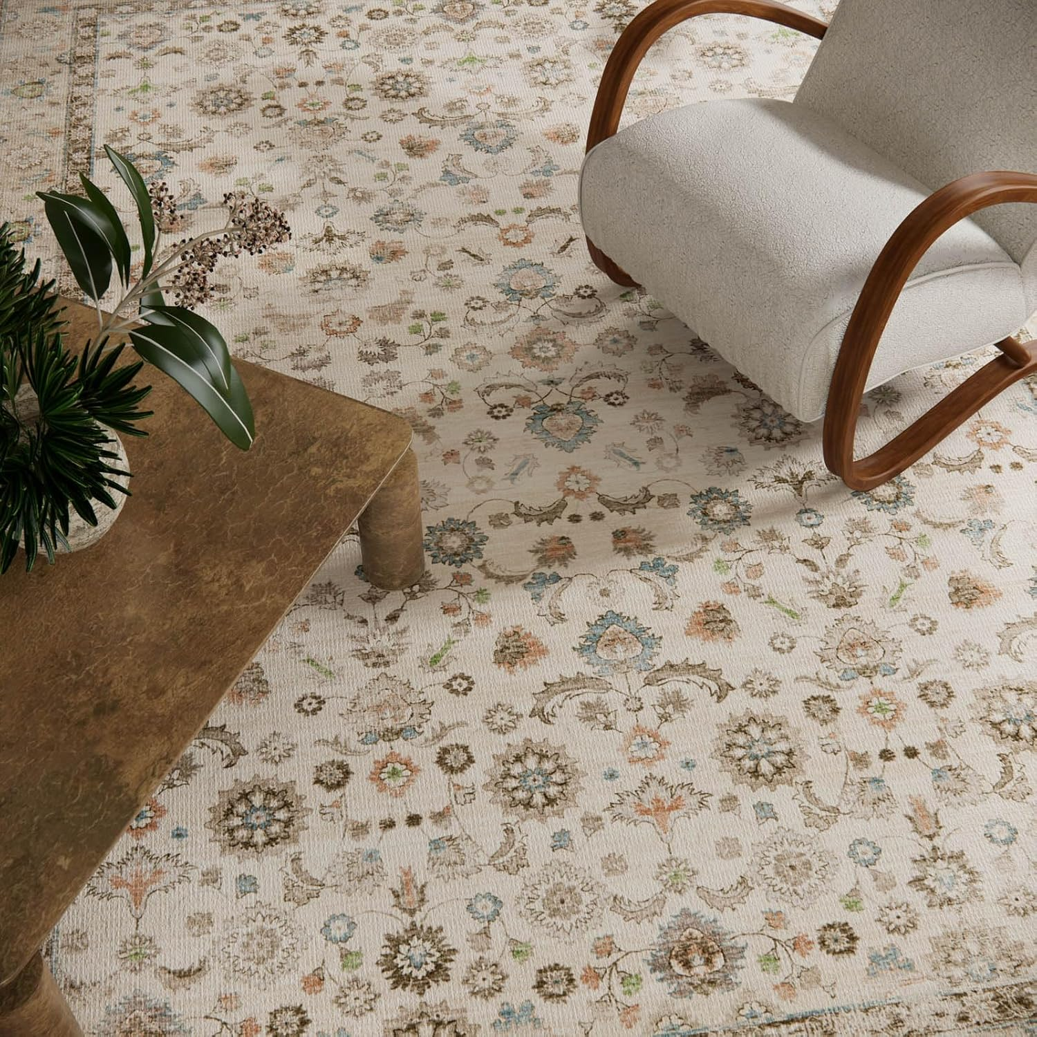 Washable Area Rugs for Living Room: 8X10 Bedroom Rug Boho Vintage Area Rug Stain Resistant Non Slip Low Pile Lightweight Soft Carpets for Dining Room Kitchen Nursery Kids Room Playroom Home Office - Image 4