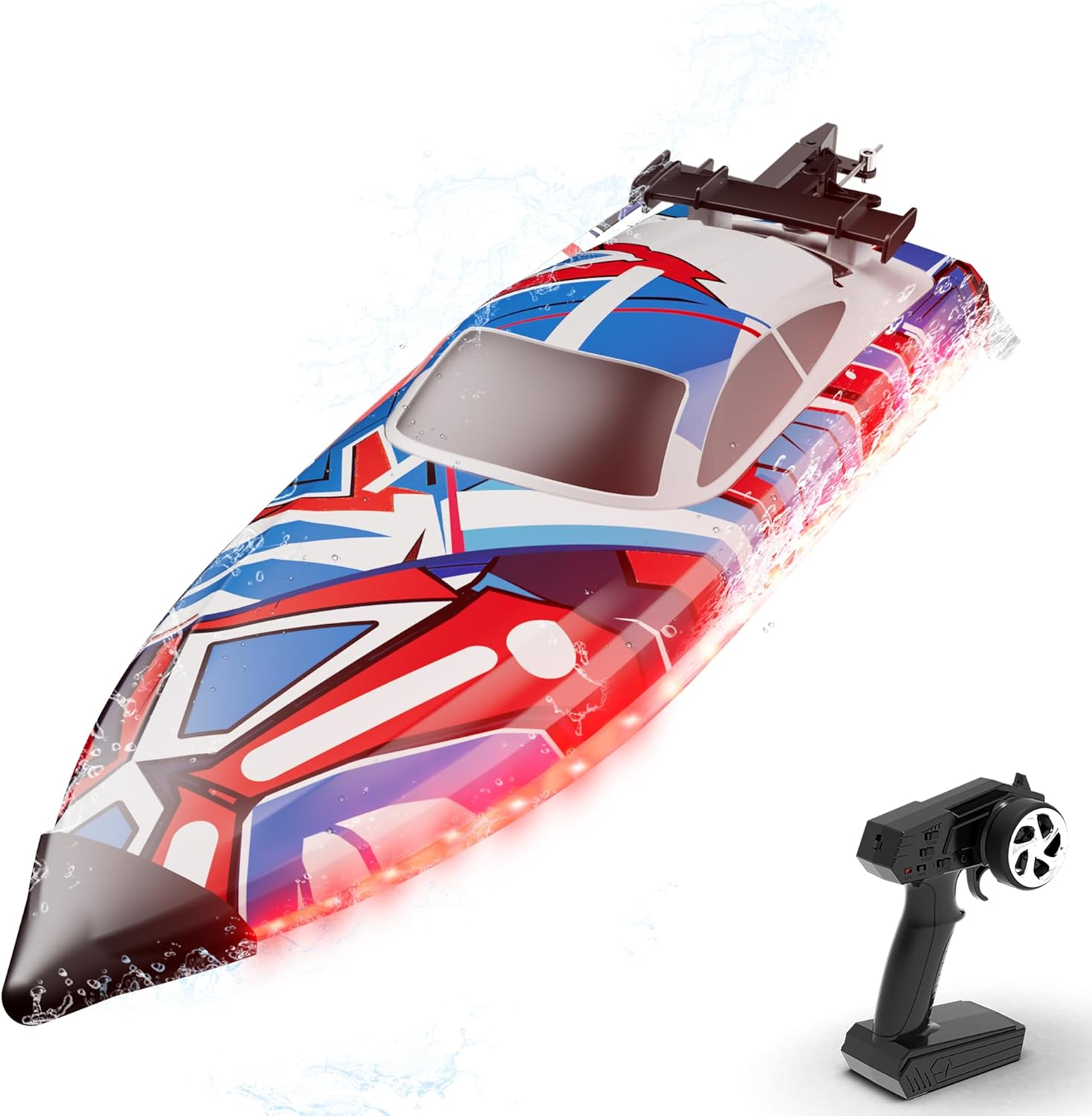 Brushless RC Boats for Adults, 35+MPH Fast Remote Control Boat for Lakes, Full Proportional Boats High Speed RC Boat for Adults (Red)