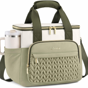 Lunch Bag Women, Insulated Wide Opening Adult Lunch Box for Women Work with Cup Holder, Large Lunch Cooler Tote Bag with Utensils Pocket for Office Campus Picnic Beach Mom Nurse Family