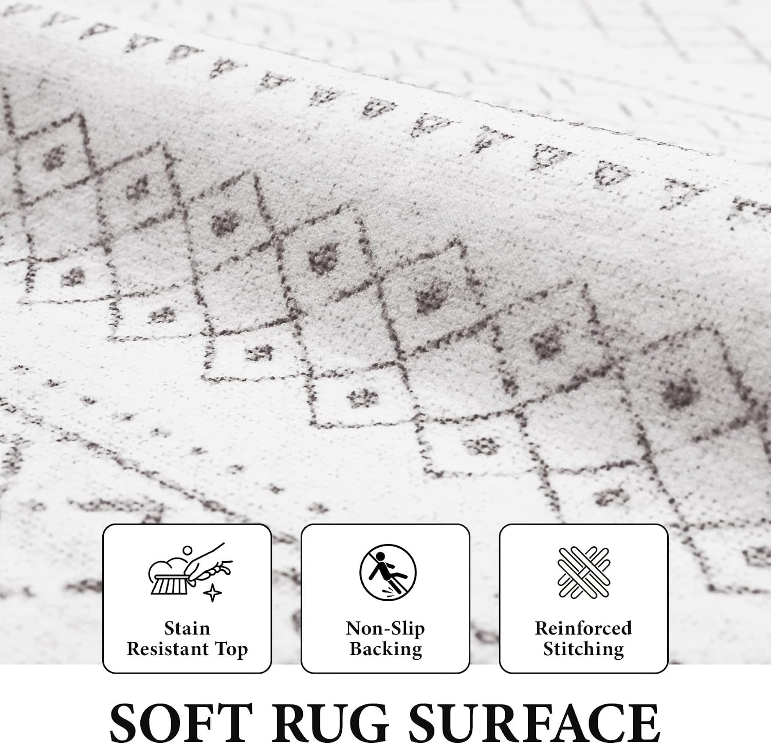 Runner Rug 2X5 Boho Geometric Area Rugs: Small Washable Kitchen Rug, Soft Non Slip Moroccan Long Hallway Rugs for Bedroom Bathroom Laundry Entryway Staircase Foyer(Dark Grey,2X5) - Image 4