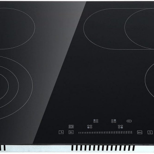 Built in Electric Stove Top, 30 Inch 4 Burners Ceramic Cooktop, 240V Glass Radiant Cooktop with Sensor Touch Control, Timer & Child Lock Included, 9 Power Levels for Simmer Steam Slow Cook Fry