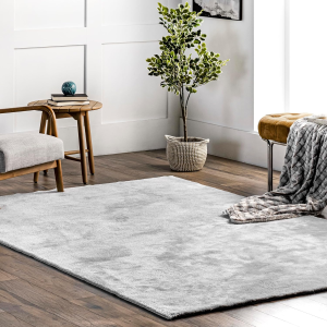 4' X 6' Cozy Plush Superiorwash Area Rug, Machine Washable, Non-Slip, Soft Fluffy Shag Carpet for Living Room Bedroom Kids Room Nursery Home Decor, Loni Light Grey