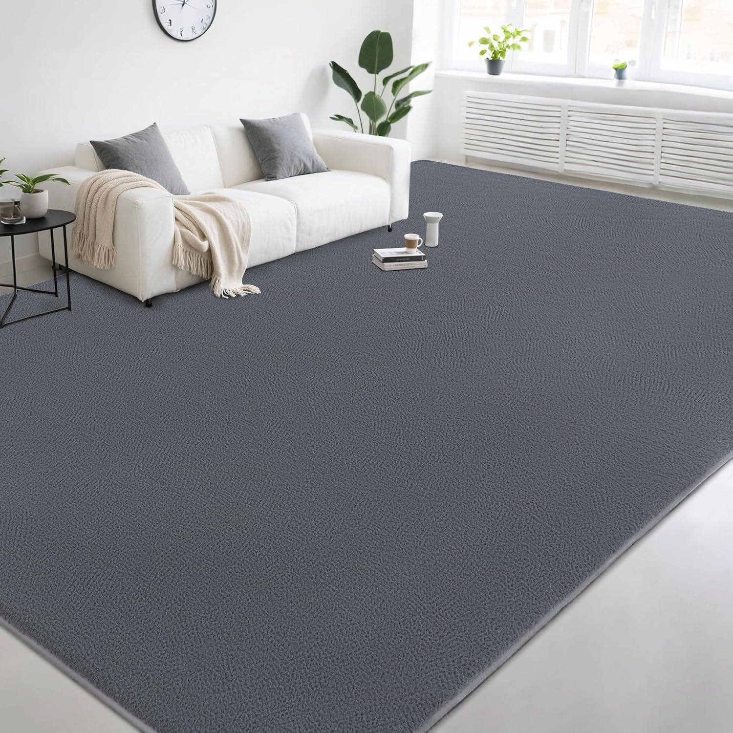 Large Modern Area Rugs for Living Room Bedroom, 5X8 Feet Grey Ultra Soft Thickened Memory-Foam Indoor Rug, Comfy Aesthetic Solid Minimalist Carpets for Girls Boys Nursery Dorm Home Decor