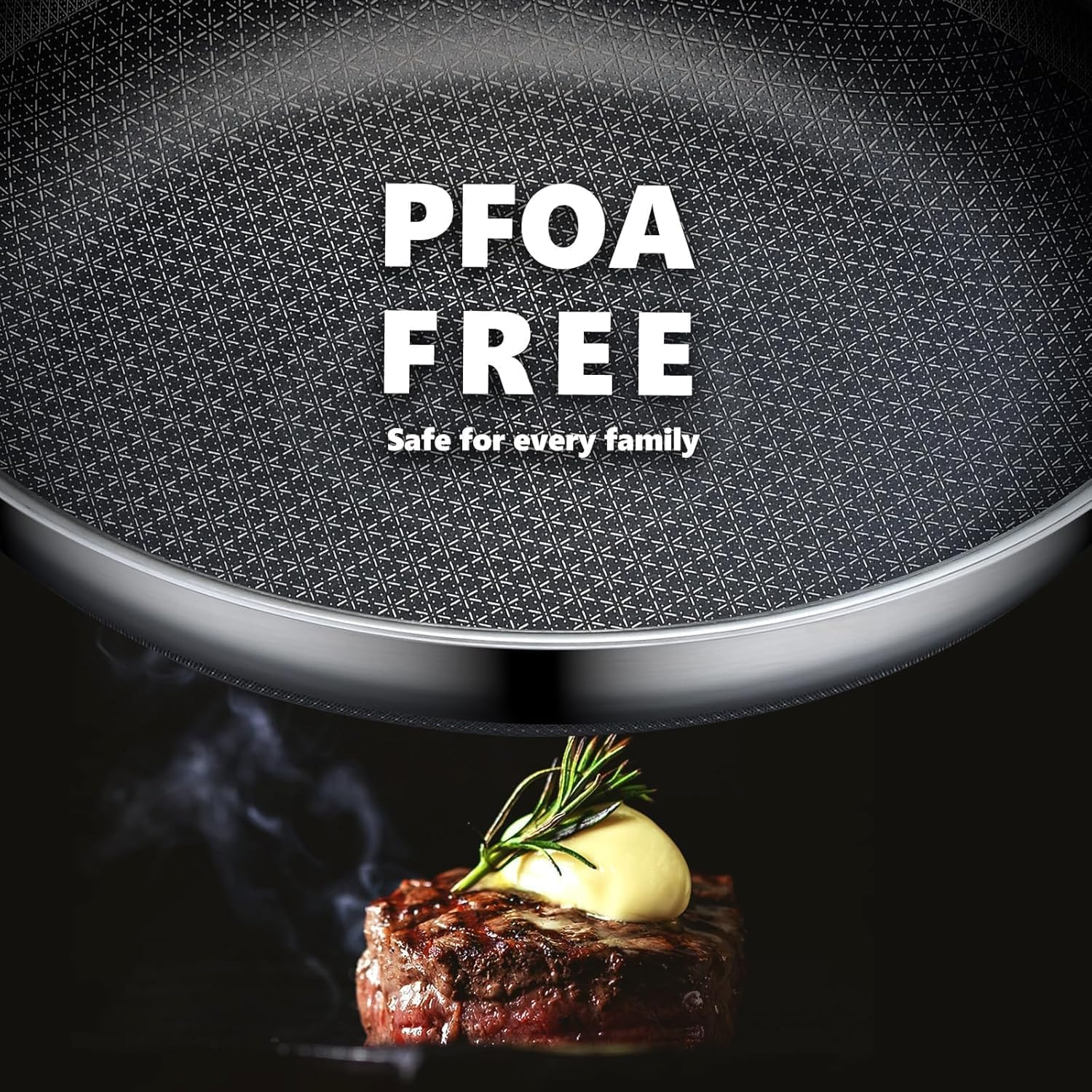 Non Stick Frying Pans Set, Hybrid Skillet Set Nonstick (8+10+12Inch), Pans for Cooking, PFOA Free Stainless Steel Kitchen Set, Dishwasher and Oven-Safe Cookware Sets - Image 3
