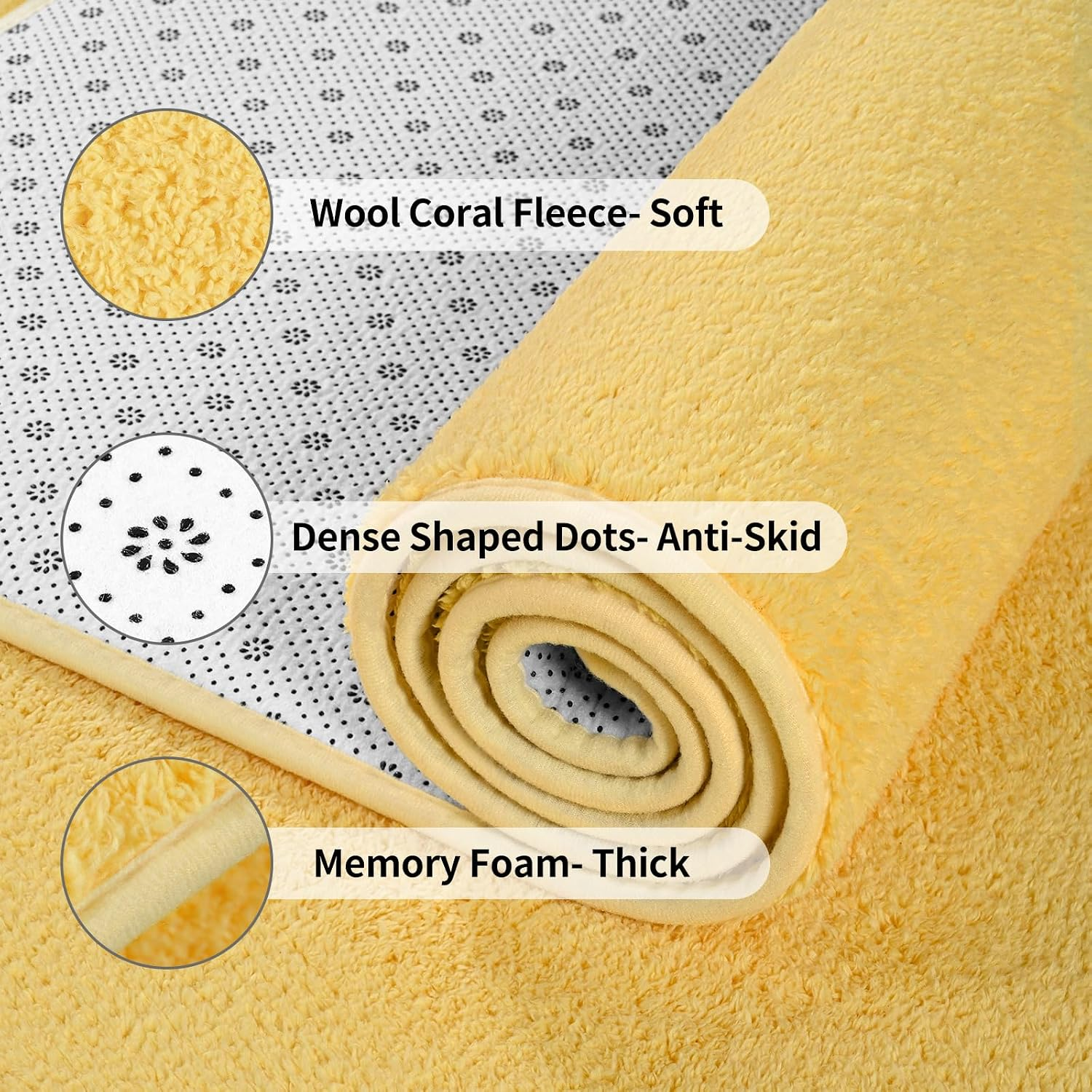 Area Rugs for Bedroom Living Room, 4X6 Yellow Super Soft Comfy Thickened Memory-Foam Indoor Carpets, Modern Aesthetic Minimalist Carpet for Boys Girls Adults Apartment Nursery Home Décor - Image 5