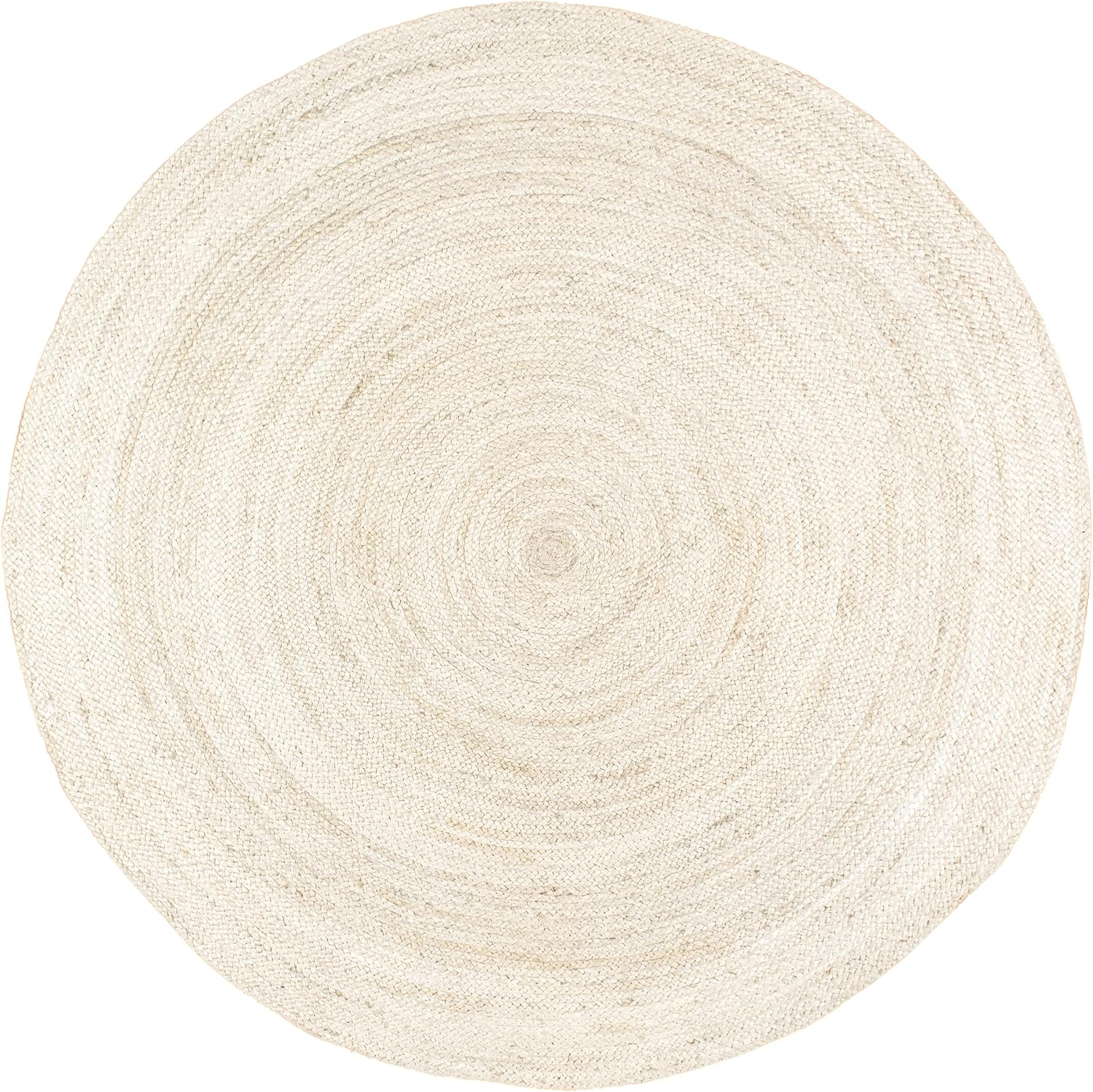 8 round Rigo Jute Hand Woven Area Rug, off White, Solid Farmhouse Design, Natural Fiber, for Bedroom, Living Room, Dining Room, Hallway, Office, Kitchen, Entryway - Image 3