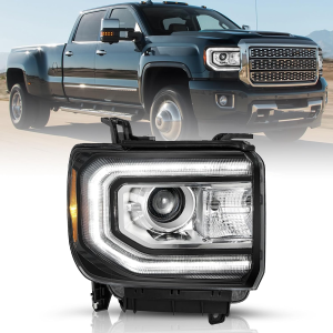 for 2016-2018 GMC Sierra 1500 [Hid/Xenon Model] Headlight Assembly with LED DRL Projector OE Style Direct Replacement Front Light Headlamps RH Right Passenger Side