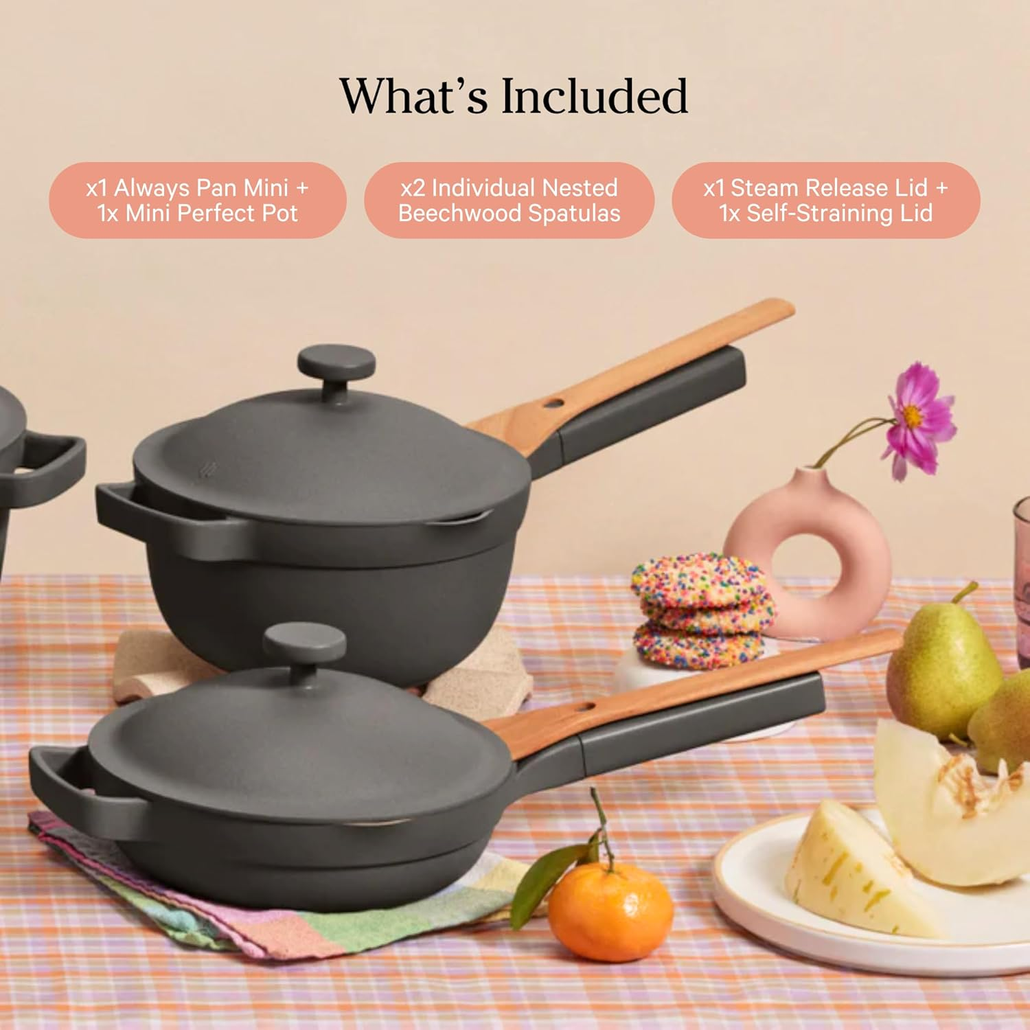 Our Place Mini Cookware Duo | 6-Piece Ceramic Cookware Set with Mini Always Pan & Mini Perfect Pot | Induction & Oven Safe up to 450°F | Nonstick, Pfas-Free Non-Toxic Cookware | Steam - Image 7